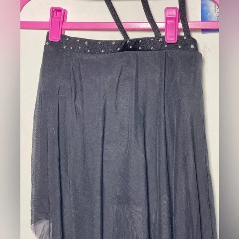 AXS Double Platinum Girls Harmony Asymmetrical Dress  Black dance dancewear